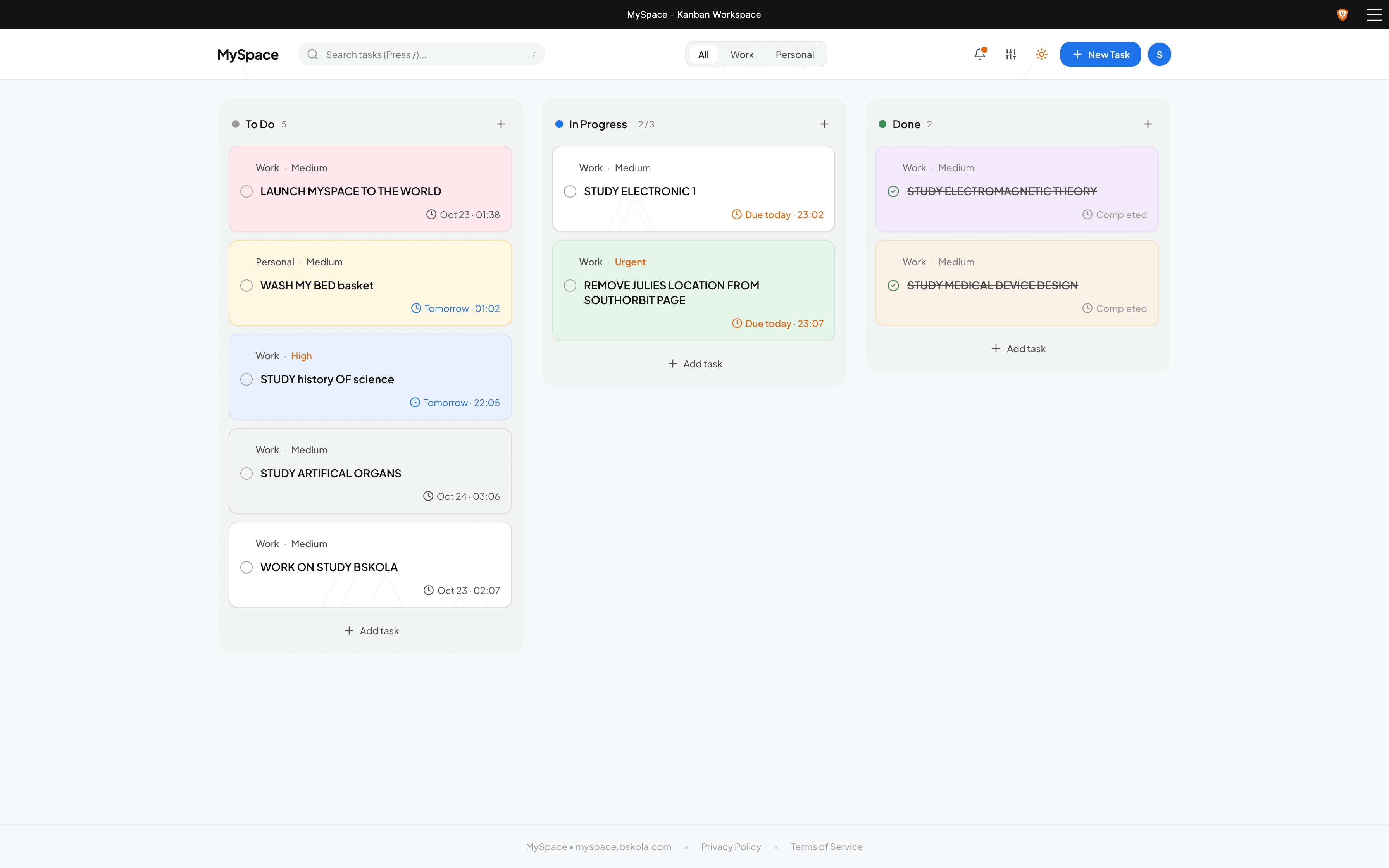 MySpace by BSkola A New Free Workspace for Getting Things Done